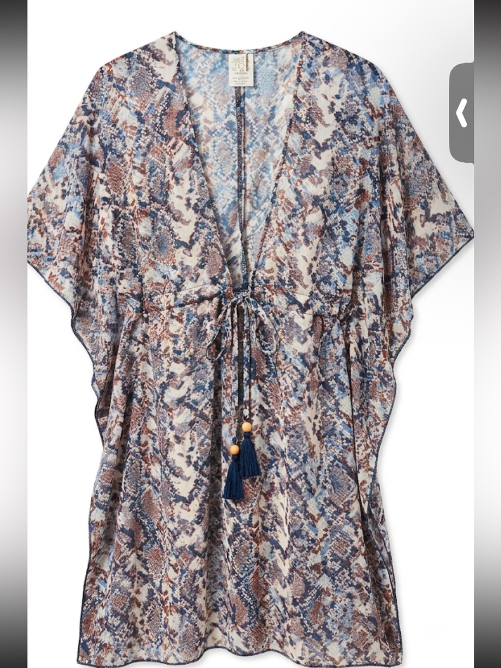 BECCA Blue and Brown Snake-Print Swim Coverup.NWT